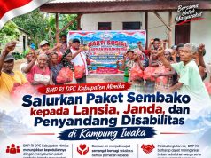 BMP RI DPC Kabupaten Mimika Salurkan Paket Sembako kepada Lansia, Janda, dan Penyandang Disabilitas di Kampung Iwaka