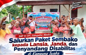 BMP RI DPC Kabupaten Mimika Salurkan Paket Sembako kepada Lansia, Janda, dan Penyandang Disabilitas di Kampung Iwaka