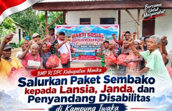 BMP RI DPC Kabupaten Mimika Salurkan Paket Sembako kepada Lansia, Janda, dan Penyandang Disabilitas di Kampung Iwaka