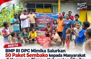 BMP RI DPC Mimika Salurkan 50 Paket Sembako kepada Masyarakat di Kampung Pigapu Kabupaten Mimika